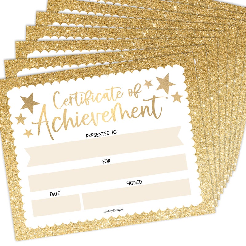 Hadley Designs 25 Certificate of Achievement Awards - 8 x 10 "" Student Award Certificates for Kids, Blank Award Certificate Paper, Preschool & Kindergarten Graduation Certificates - Image 1